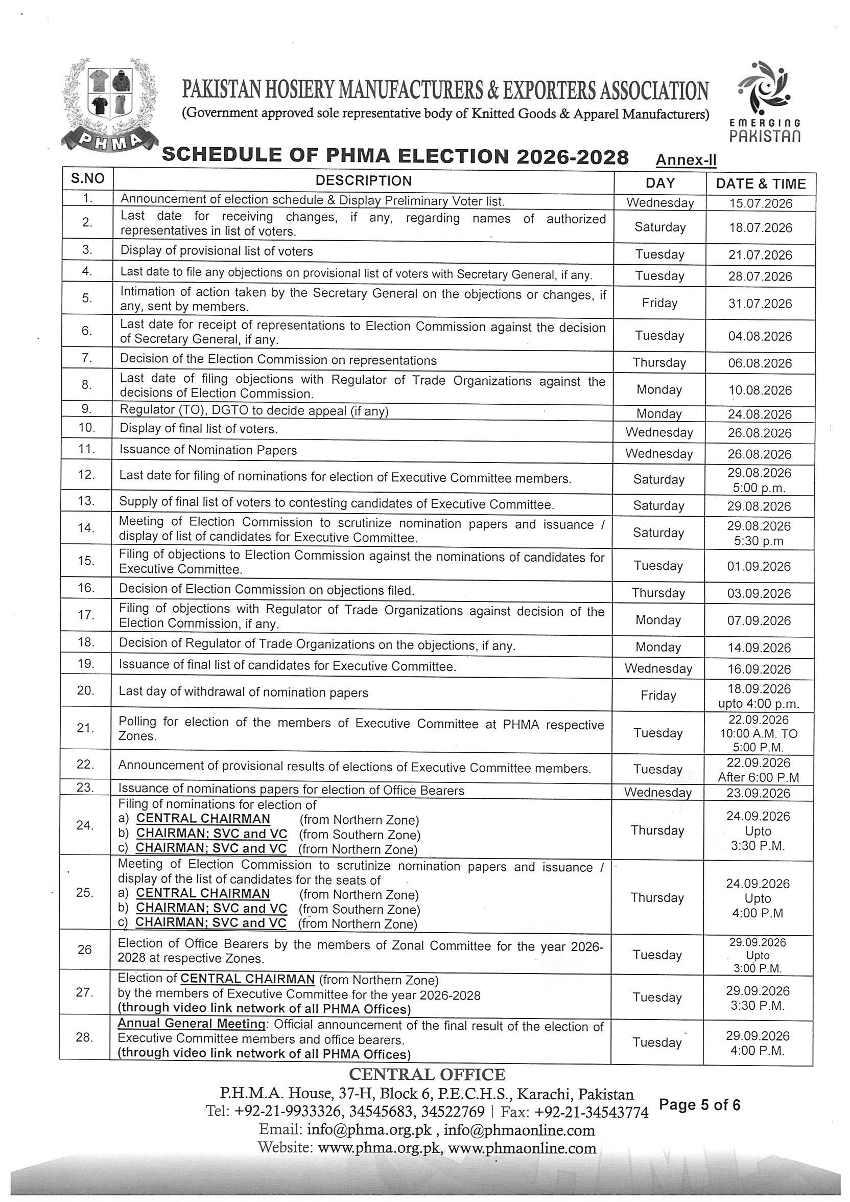 Election Schedule